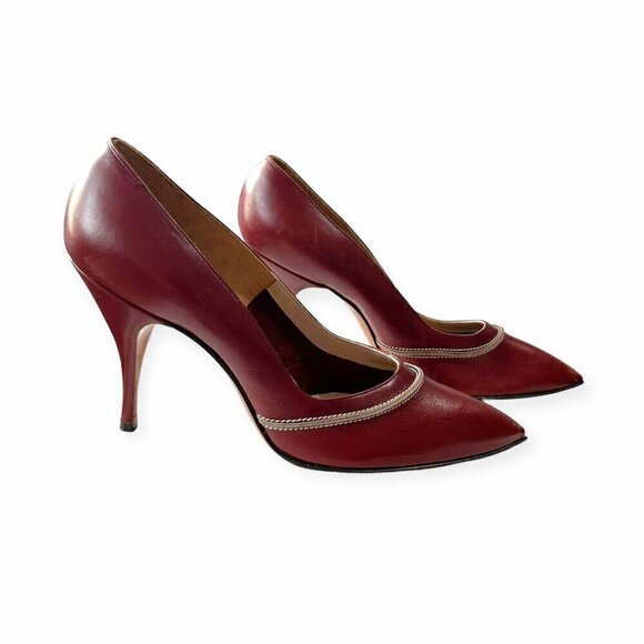 Vintage Herbert Levine Pumps with butted seam,  Size 8AA, Brown leather, 50-60s - Picture 5 of 13